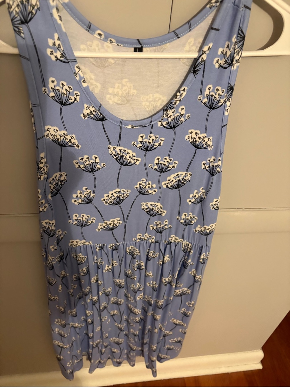 Sleeveless Light Blue Floral Summer Dress